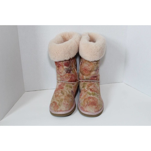 UGG Classic Tall Romantic Floral Leather Suede Sheepskin Lined Boot W 6 H13912 - Picture 5 of 12